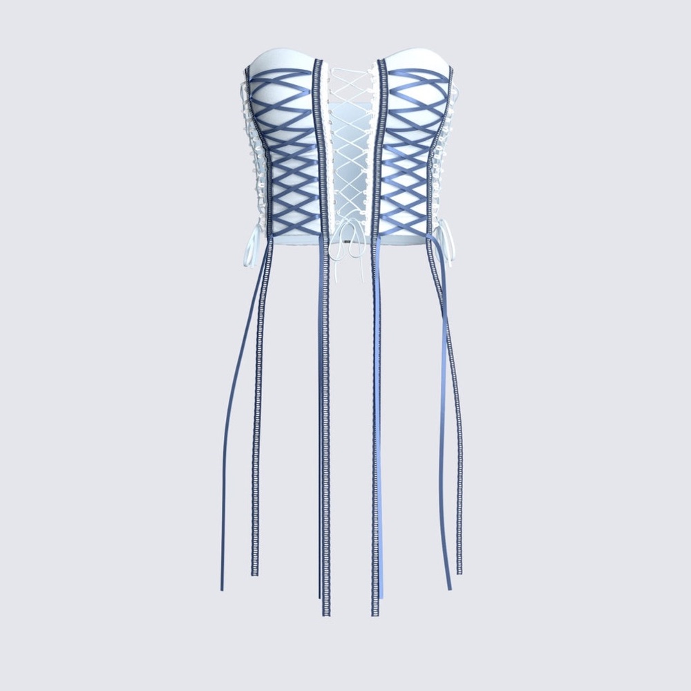 Blue and white corset